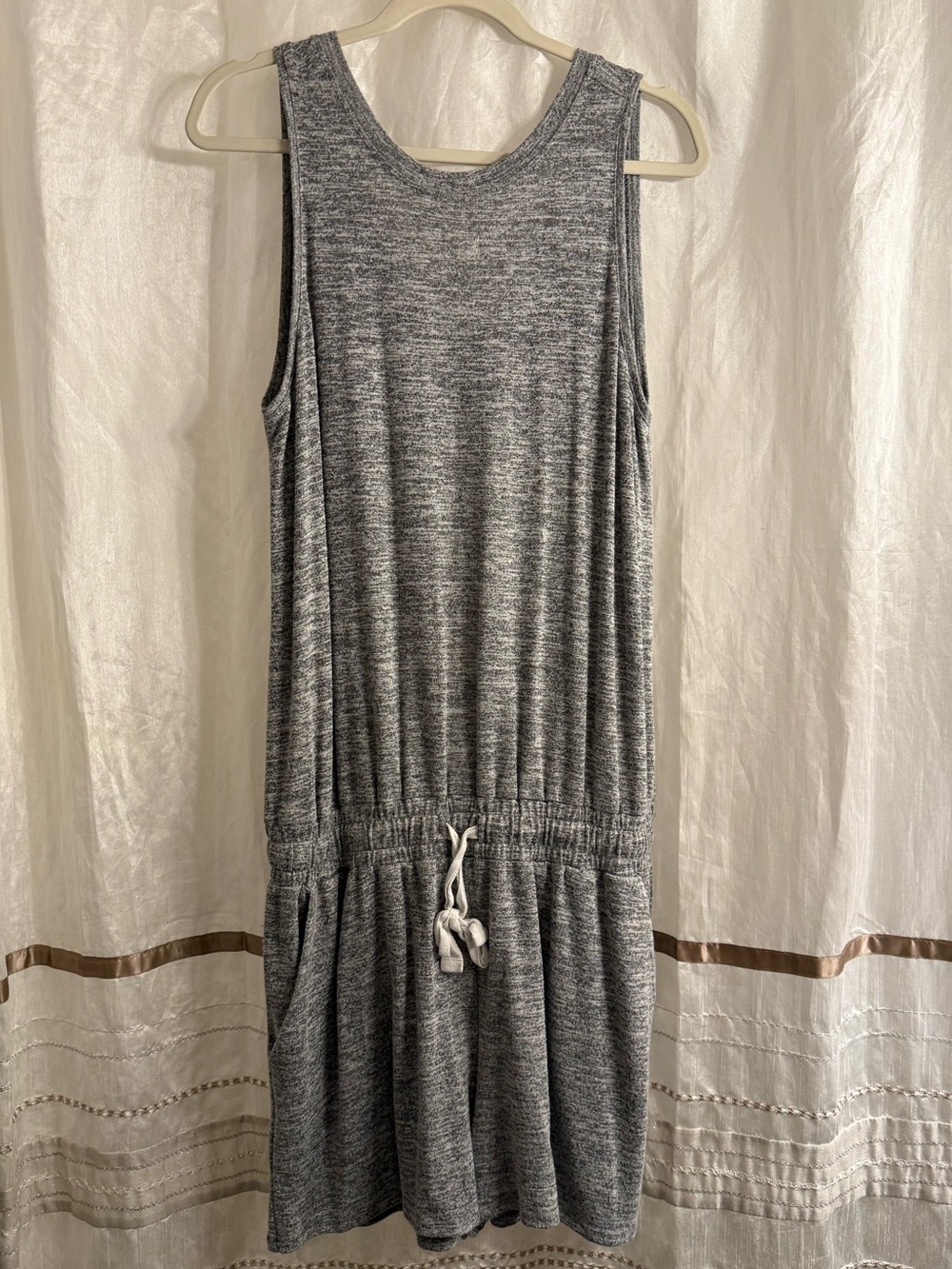 Time and Tru Heather Gray Sleeveless Drawstring Romper
